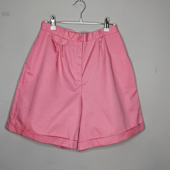 Vintage High-Waisted Shorts Barbie Pink Cuffed Cotton Blend (28" Waist) - Picture 1 of 8